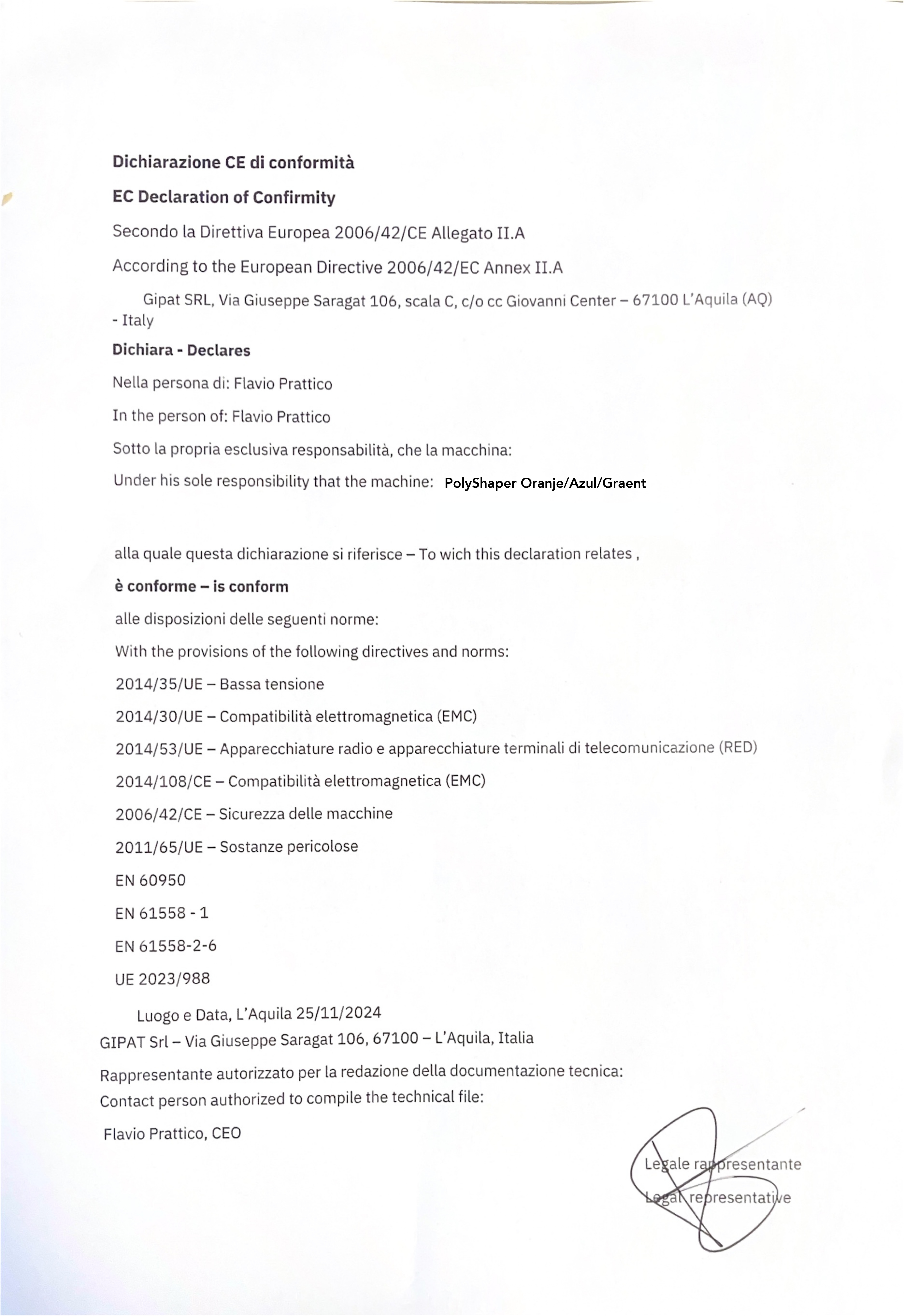 CE Compliance Document